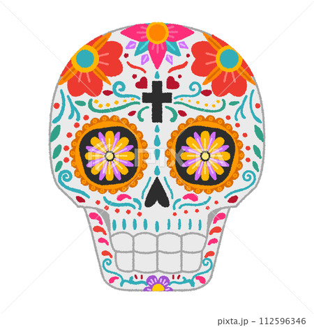 メキシコの死者の日（スカル）のイラストのイラスト素材 [112596346