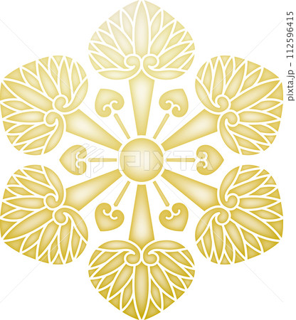 家紋　播州六つ葵【金色】 112596415