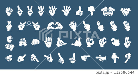 かわいいシンプルなハンドサインイラスト38点セット 112596544