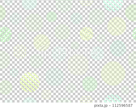 手描き風の緑のドットとストライプ柄の円のパターン背景 手描き風の緑のドットとストライプ柄の円のパターン背景 112596587