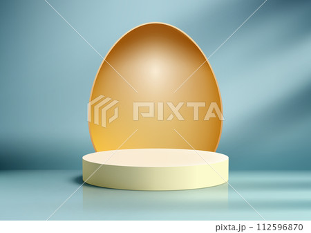 Showcase your Easter products with colorful 3D podium scene. Featuring Easter eggs, spring colors, and a geometric stage 112596870