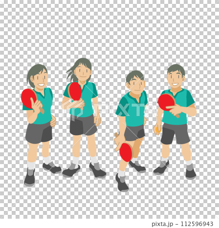 Illustration of junior players playing table tennis Illustration of junior players playing table tennis 112596943