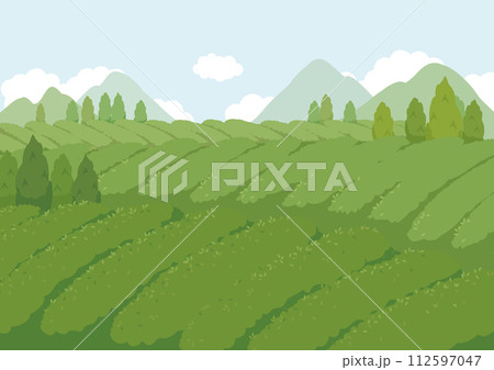 茶畑 風景イラスト 茶園 茶畑 風景イラスト 茶園 112597047