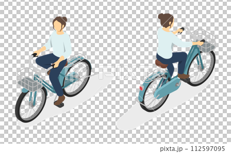 等軸圖：騎自行車的女人 112597095