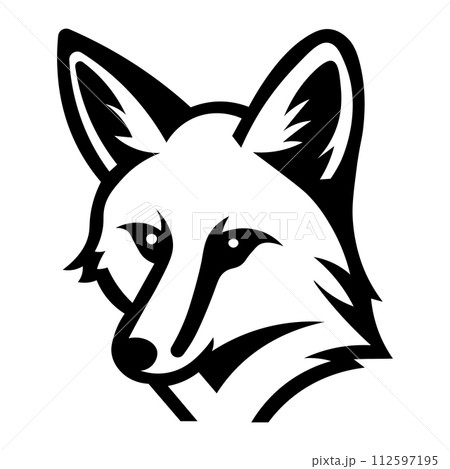 black vector fox icon on white background black vector fox icon on white background 112597195