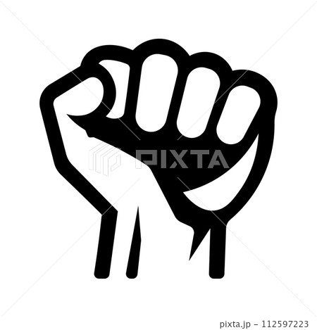 black vector fist icon on white background 112597223