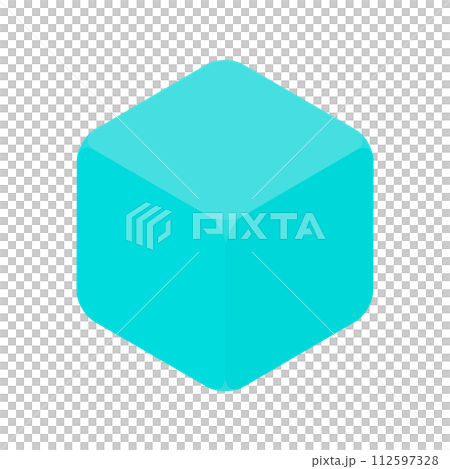 Light blue rounded corner cube - simple isometric design cube-shaped material Light blue rounded corner cube - simple isometric design cube-shaped material 112597328