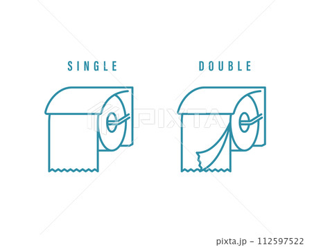トイレットペーパー：シングルとダブルの線画セット（ホルダー付き） 112597522