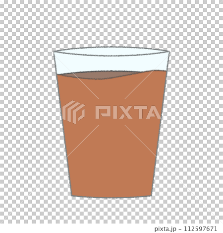 杯子裡的飲料的蠟筆插圖 112597671