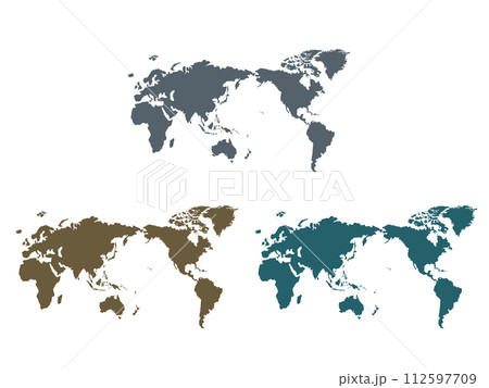 世界地図＿リアル風3色セット01 112597709