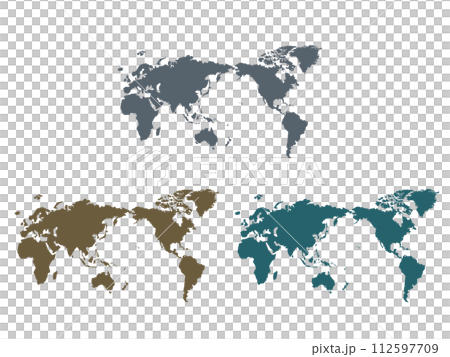 世界地図＿リアル風3色セット01 112597709