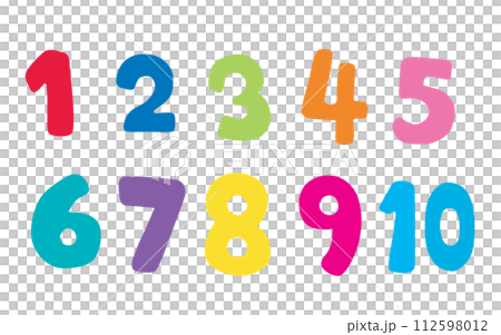 Illustration of colorful numbers handwritten style Illustration of colorful numbers handwritten style 112598012