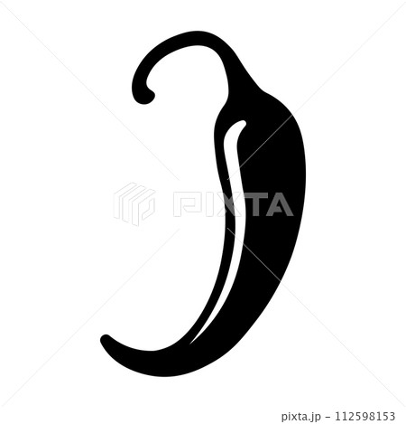 black vector chilli icon on white background black vector chilli icon on white background 112598153