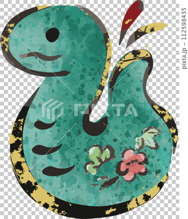 新年賀卡2025新年賀卡2025蛇年蛇年蛇地鈴蛇蛇水墨畫印刷水彩手繪插畫 112598435