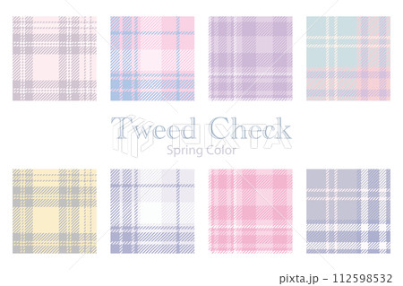 春色のツイードチェックパターンセット 112598532