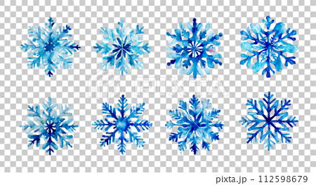 水彩で描いた雪の結晶のイラスト 112598679