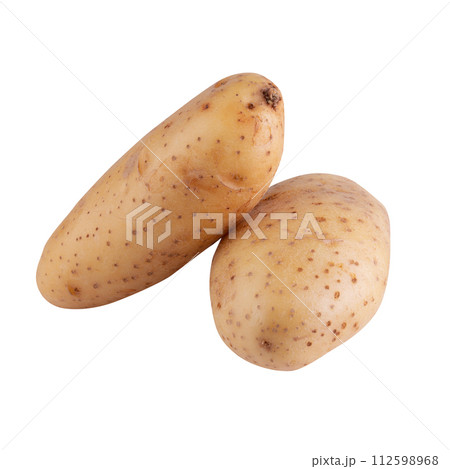 Raw potatoes isolated on white background. Raw potatoes isolated on white background. 112598968