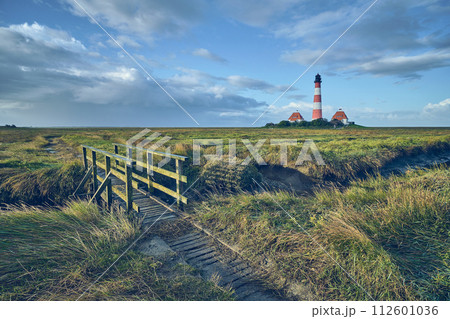 Lighthouse Westerheversand at German north sea coast 112601036