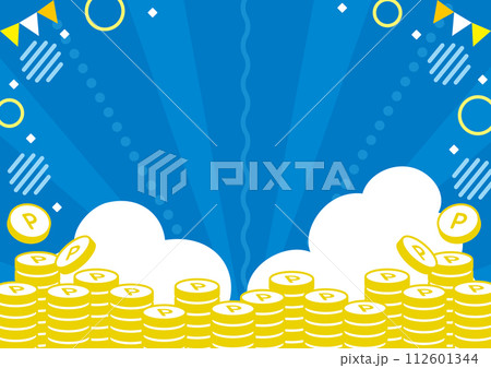 夏イメージ　青空のポイントコイン背景　サイズ比率3:4 112601344