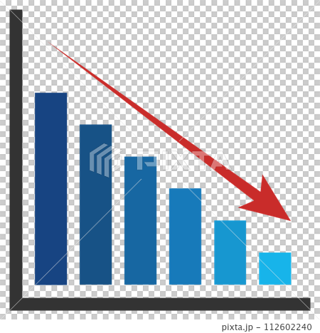 Arrow & bar graph / graph / down / descending / business / illustration / material / blue 112602240