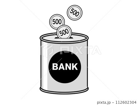 五百円玉貯金でたくさんお金が貯まったイメージのイラスト 112602304
