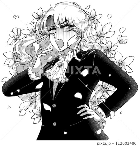 レトロ少女漫画風・決定的敗北をきすお金持ちのライバルキャラ レトロ少女漫画風・決定的敗北をきすお金持ちのライバルキャラ 112602480