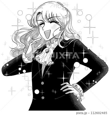 70s少女漫画イラスト・キラキラ輝く自信家のイケメン 70s少女漫画イラスト・キラキラ輝く自信家のイケメン 112602485