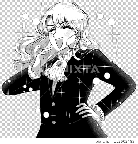 70s少女漫画イラスト・キラキラ輝く自信家のイケメン 70s少女漫画イラスト・キラキラ輝く自信家のイケメン 112602485