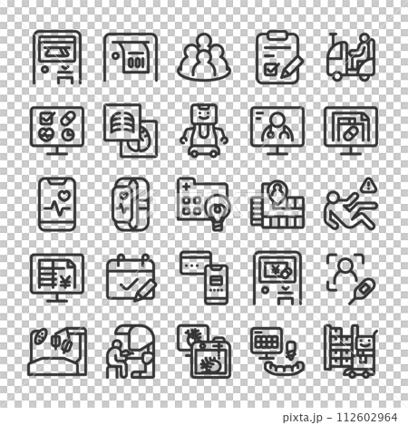医療のデジタル化 アイコン セット 112602964