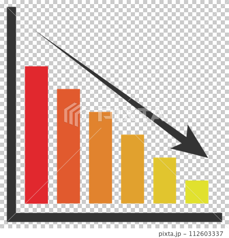 Arrow & bar graph / graph / down / descending / business / illustration / material / red Arrow & bar graph / graph / down / descending / business / illustration / material / red 112603337