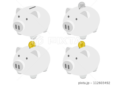 お金と貯金箱のイラストのセット_2 112603492