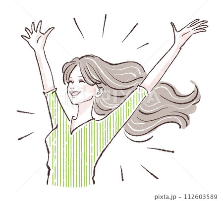 大喜び/万歳/バンザイ/やったー/嬉しい/ハッピー/楽しい/ジャンプ/ハイテンション/喜ぶ/喜び/幸 112603589