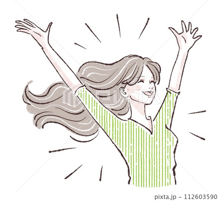 大喜び/万歳/バンザイ/やったー/嬉しい/ハッピー/楽しい/ジャンプ/ハイテンション/喜ぶ/喜び/幸 112603590
