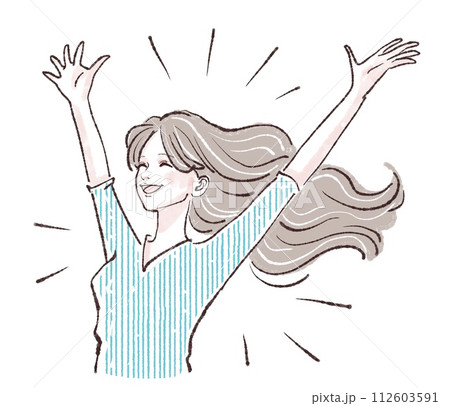 大喜び/万歳/バンザイ/やったー/嬉しい/ハッピー/楽しい/ジャンプ/ハイテンション/喜ぶ/喜び/幸 112603591