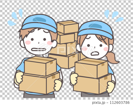 拿著紙箱的男女快遞公司圖1-4 112603786