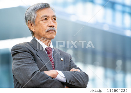 シニア弁護士 オフィス街 腕組み シニア弁護士 オフィス街 腕組み 112604223