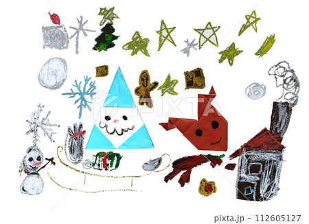 雪が降る日のクリスマスのイラスト 112605127