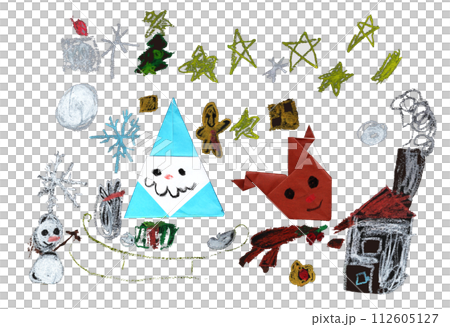 雪が降る日のクリスマスのイラスト 112605127