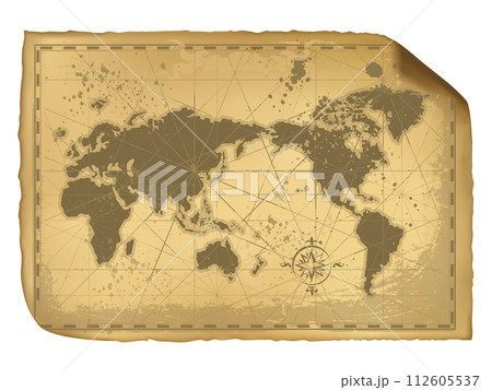 世界地図_古地図02_ベージュ 世界地図_古地図02_ベージュ 112605537