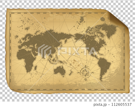世界地図_古地図02_ベージュ 世界地図_古地図02_ベージュ 112605537