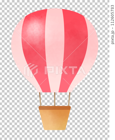 赤いストライプ柄のかわいい気球 112605783