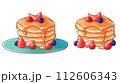 フルーツが乗ったパンケーキのイラスト 112606343