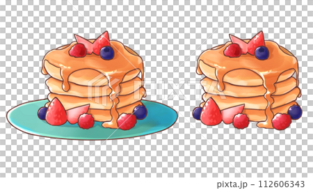 Illustration of pancakes with fruit on top Illustration of pancakes with fruit on top 112606343