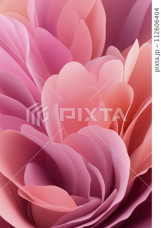 Beautiful delicate wavy shapes on a pink background, abstract background. 112606404