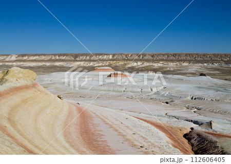 Kyzylkup rock strata landscape, Mangystau desert, Kazakhstan 112606405