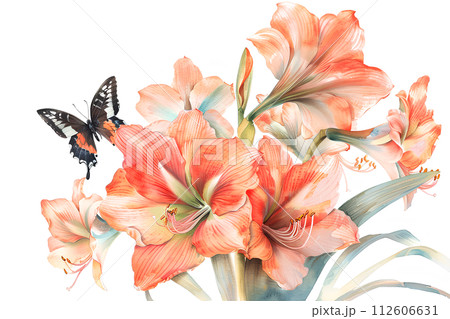 アマリリスとアゲハチョウ「AI生成画像」 112606631