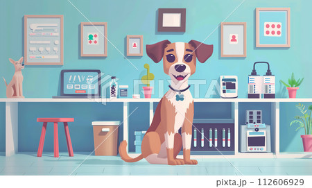 AI-generated content. Dog Sitting on Floor in Room. Generative AI 112606929