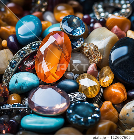 jewelry necklace and gems 112607609