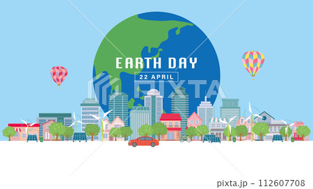 アースデー　エコな街並み（フルHD 16:9サイズ） 112607708