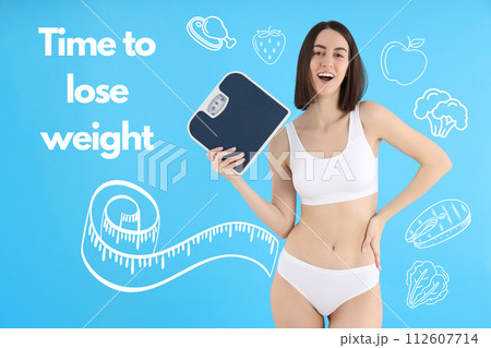 Weight loss and healthy lifestyle concept, picture for advertising 112607714